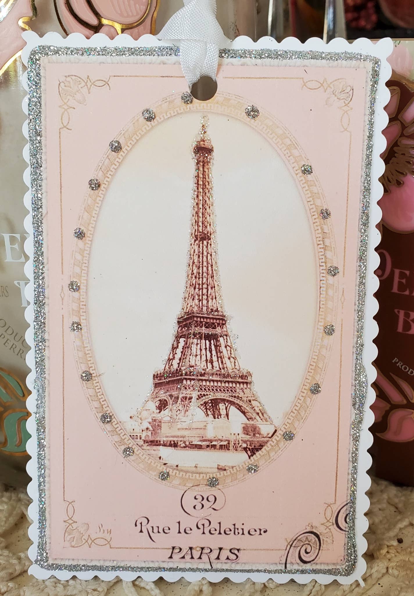 Gift Tag Pink Paris Eiffel Tower