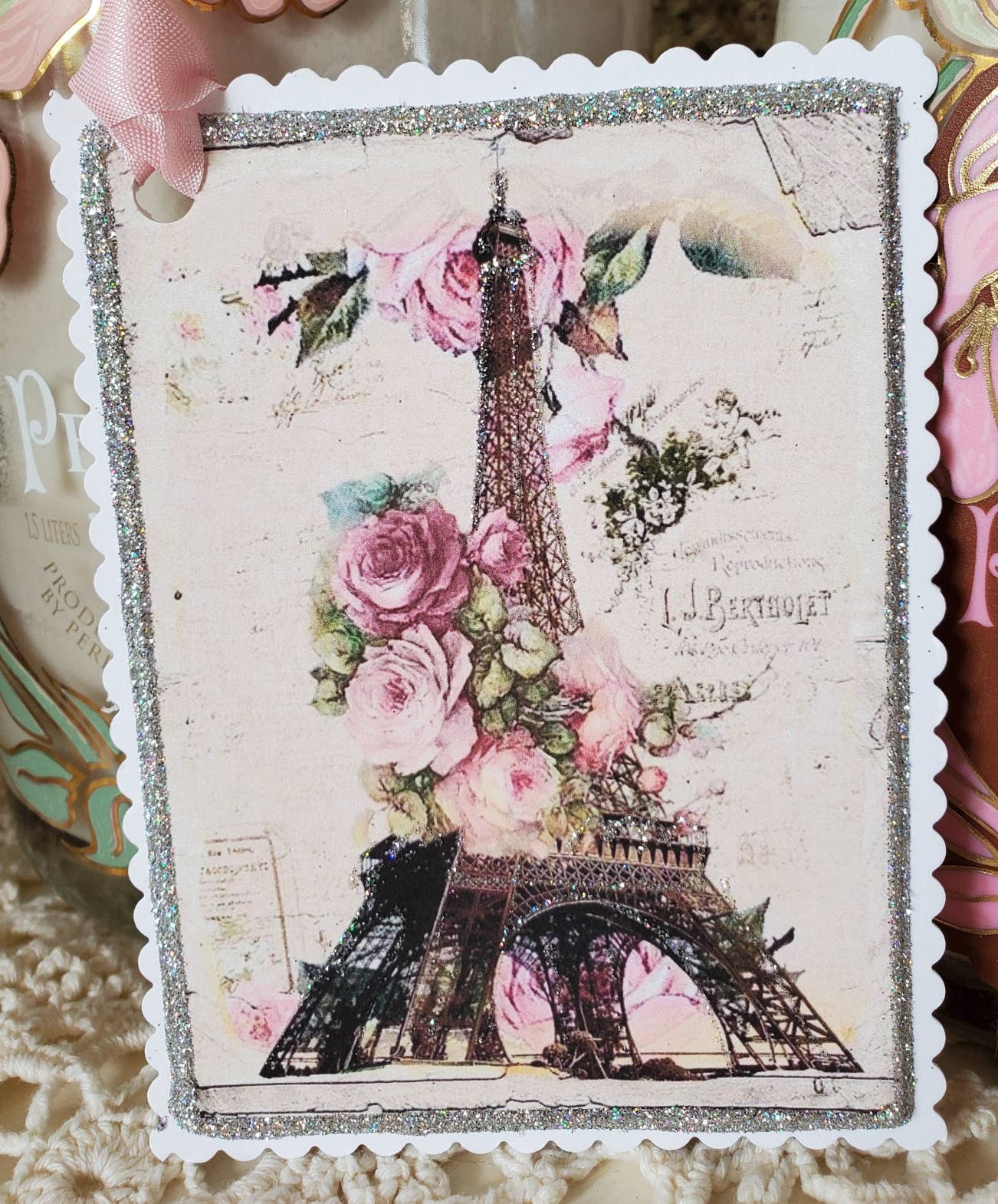 Gift Tag Eiffel Tower & Roses