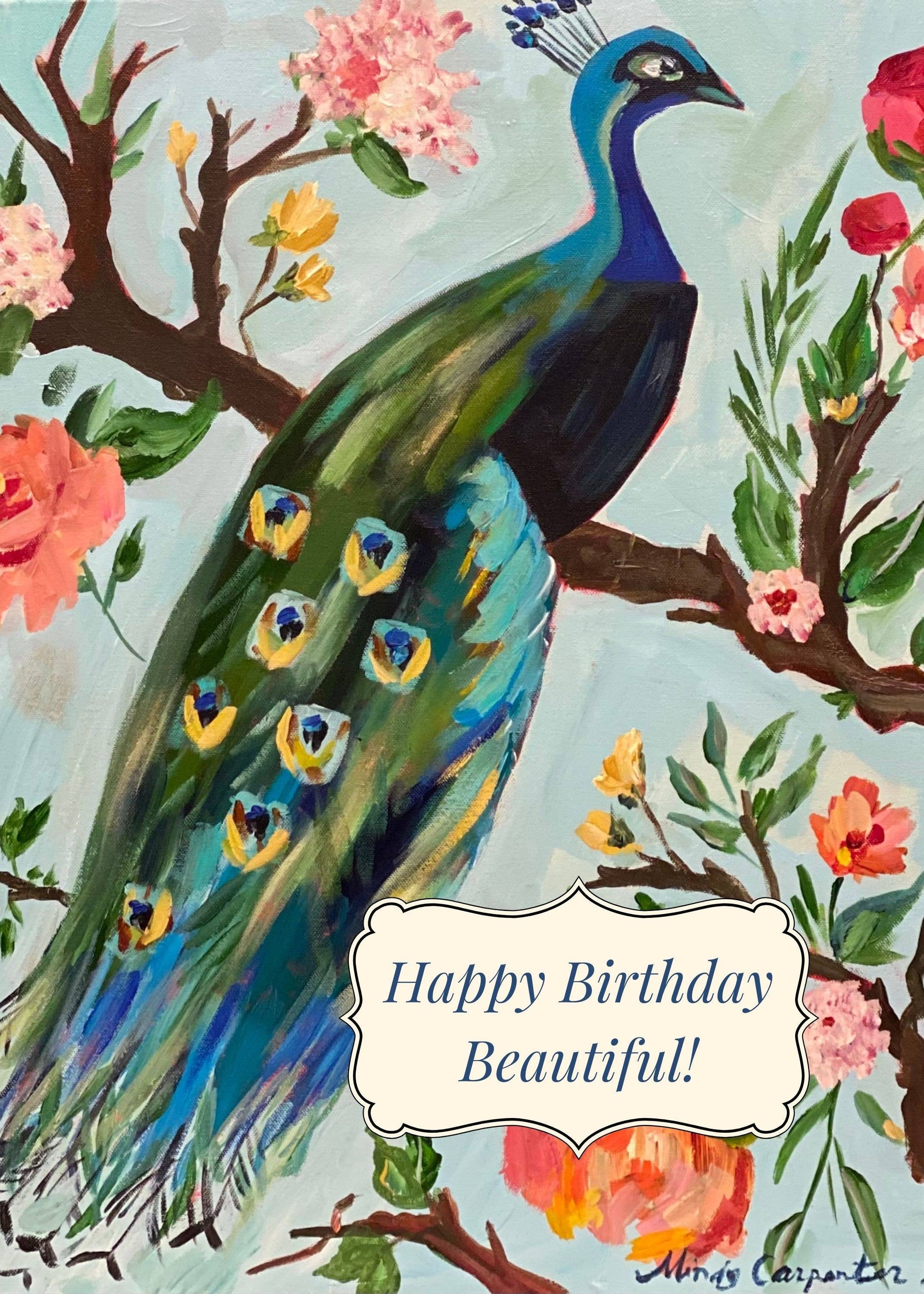 Happy Birthday Peacock Greeting Card