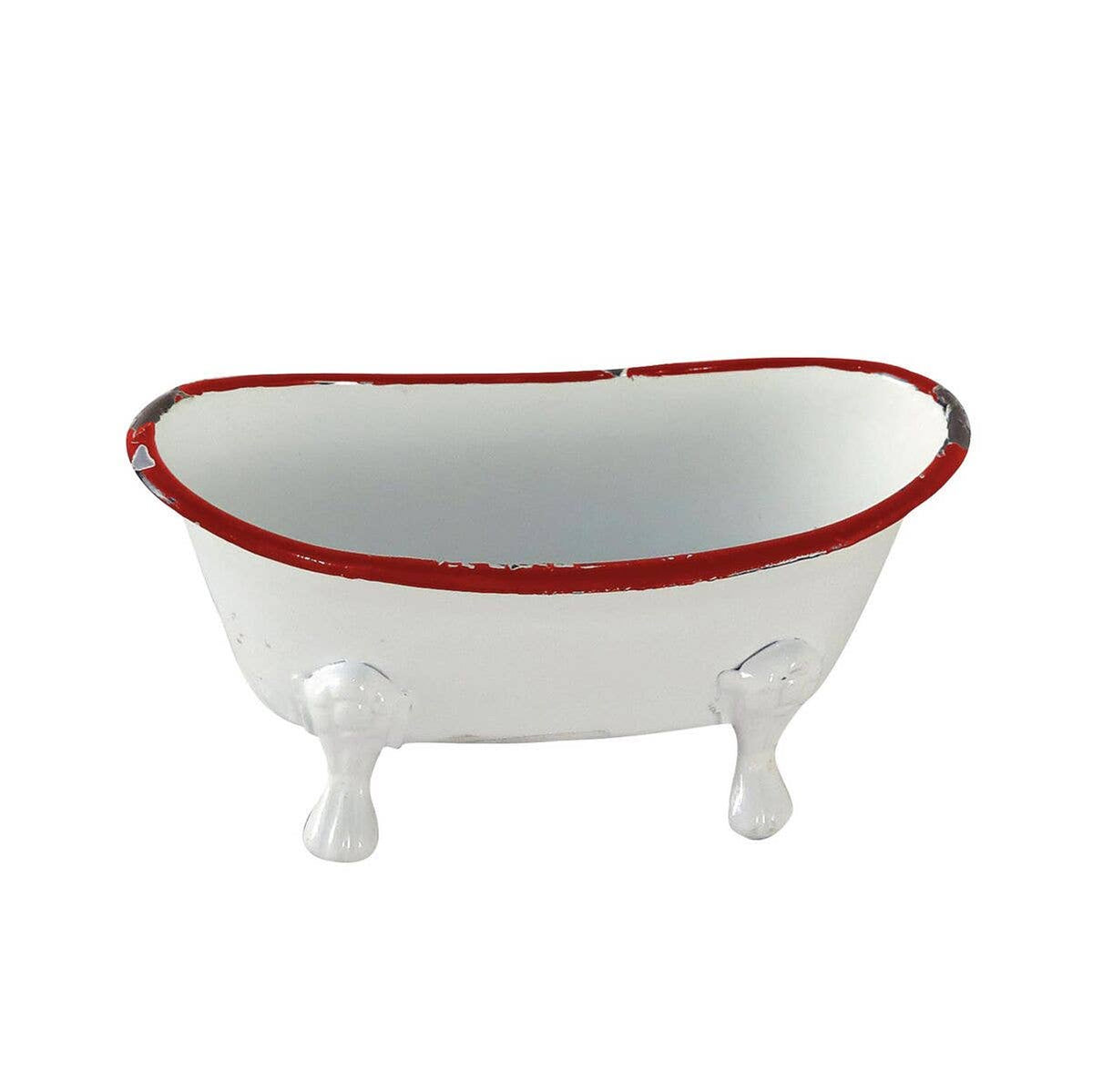 Mini Enamel Bathtub Soap Dish, Red Rim + Marseille Soap GIFT WRAPPED