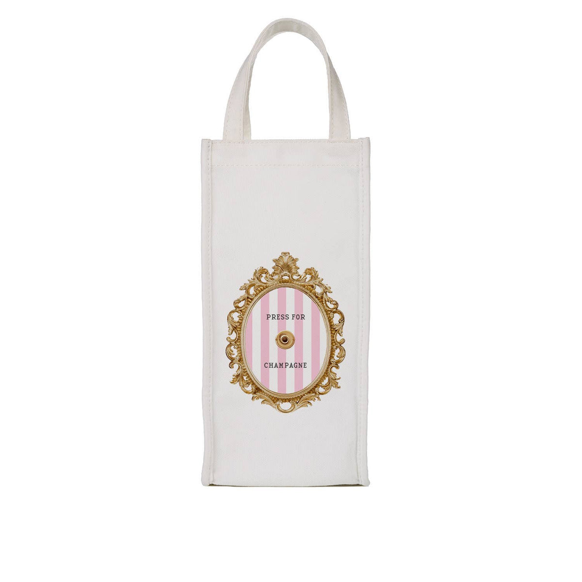 Press for Champagne Cabana Stripe Bottle Tote