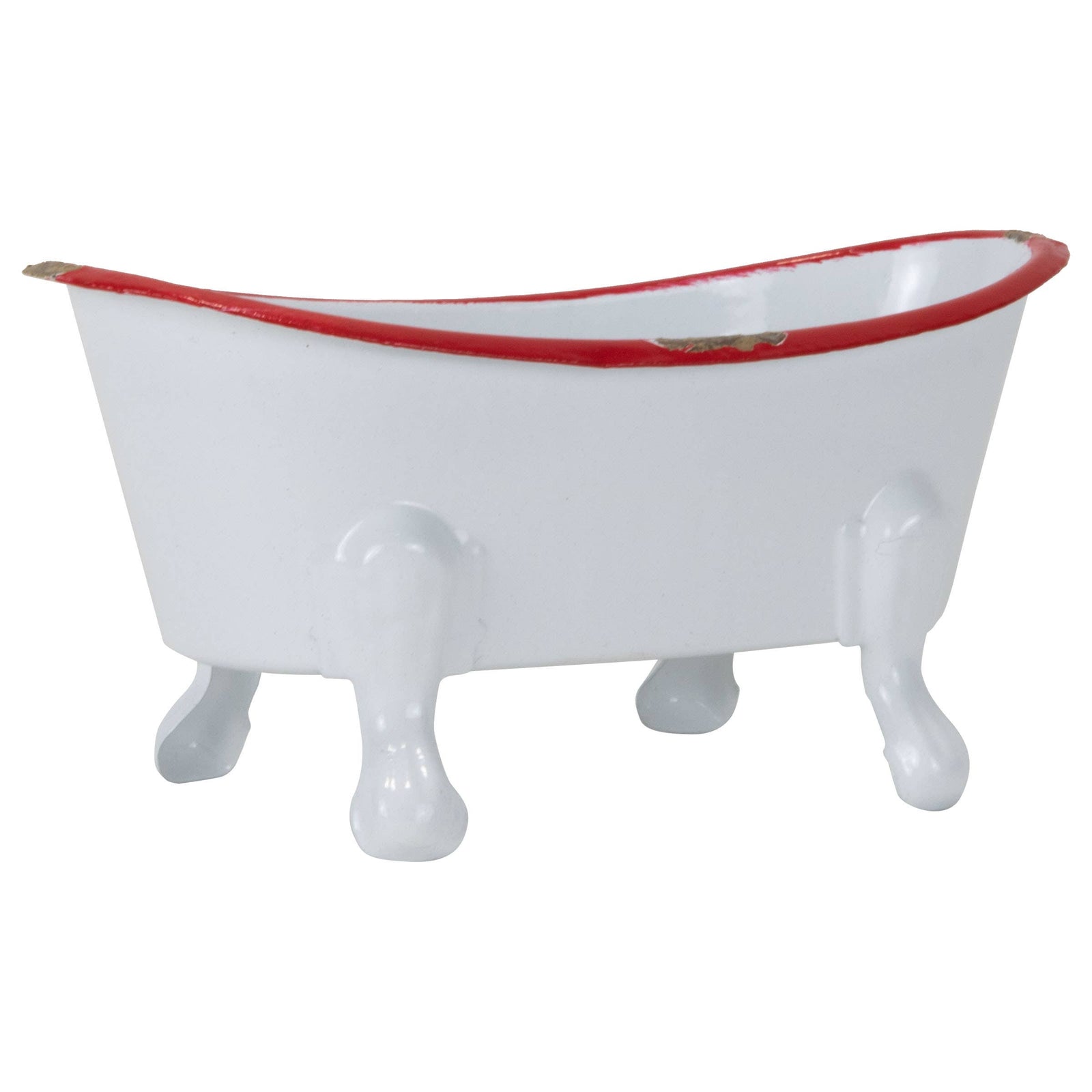Mini Enamel Bathtub Soap Dish, Red Rim + Marseille Soap GIFT WRAPPED