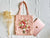 Pink Flower Bouquet Ribbon Linen Tote
