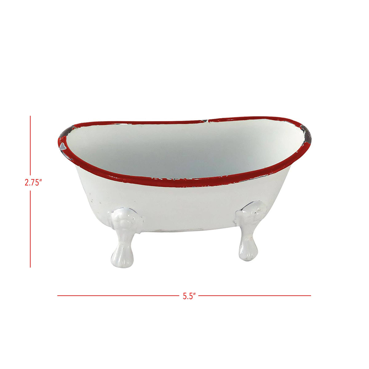 Mini Enamel Bathtub Soap Dish, Red Rim + Marseille Soap GIFT WRAPPED