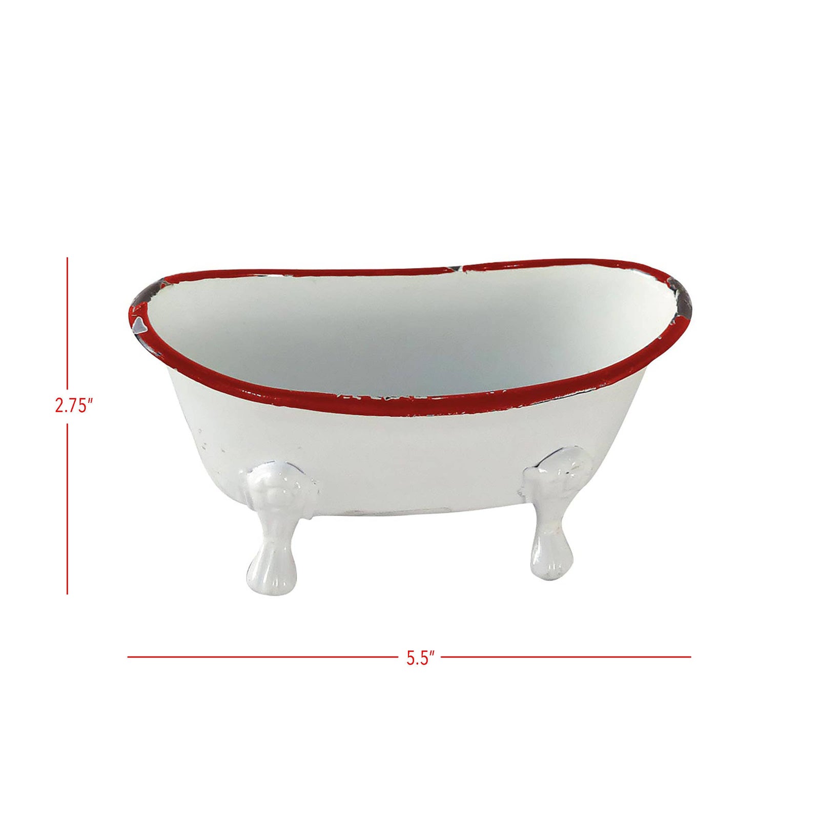 Mini Enamel Bathtub Soap Dish, Red Rim + Marseille Soap GIFT WRAPPED