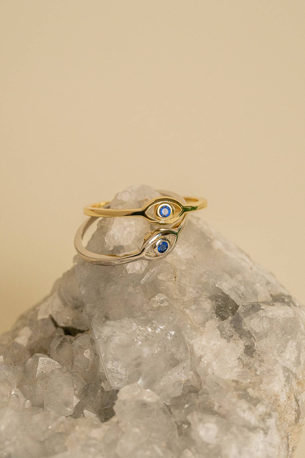 14K Gold Vermeil Lola Evil Eye Blue Sapphire Stacking Rings