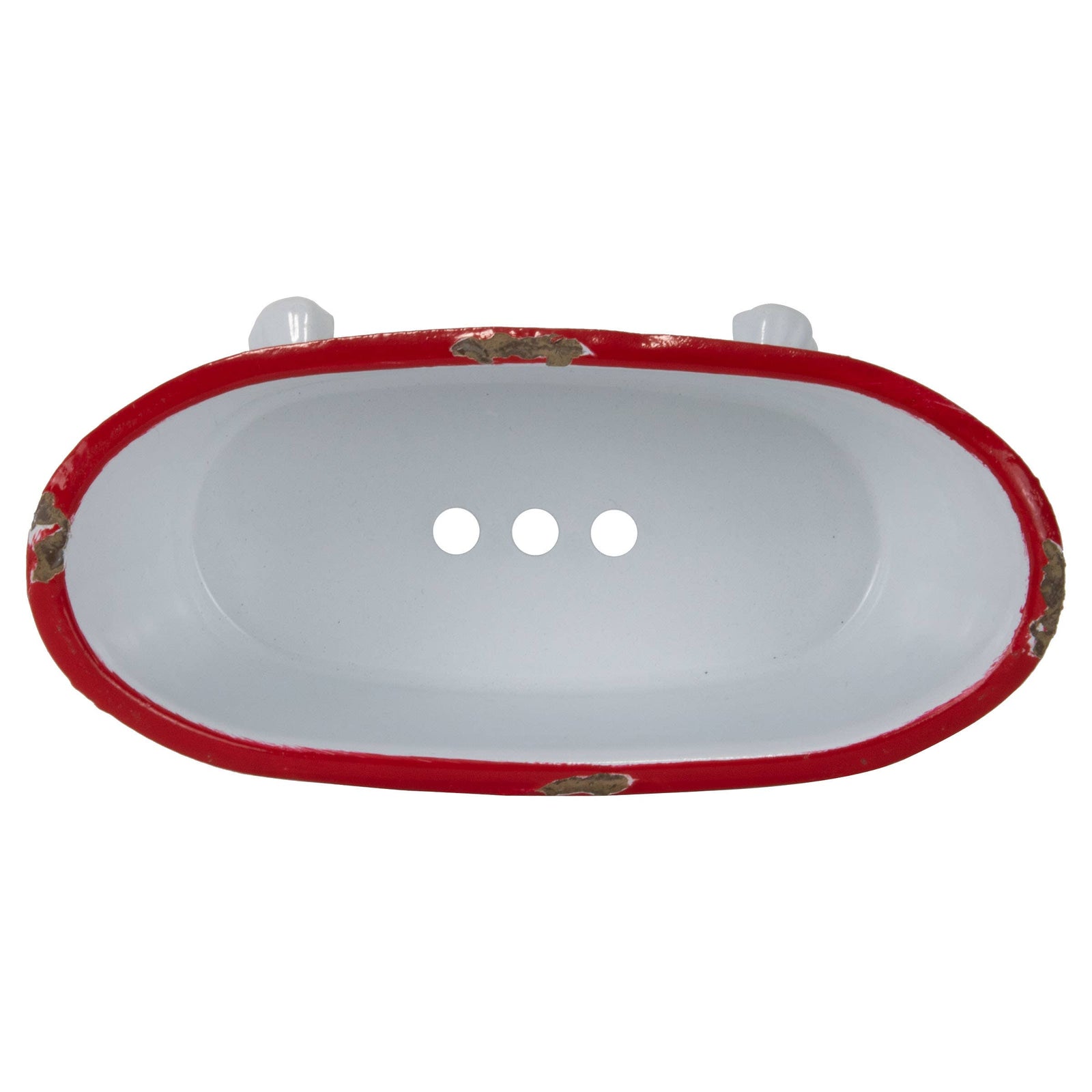 Mini Enamel Bathtub Soap Dish, Red Rim + Marseille Soap GIFT WRAPPED
