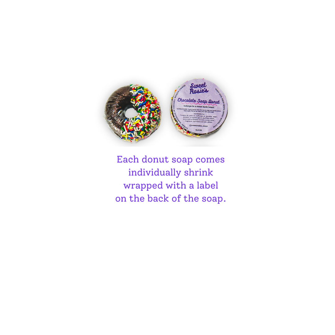 Vanilla or Chocolate Sprinkled Soap Donut, Vegan, White, Coconut Oil