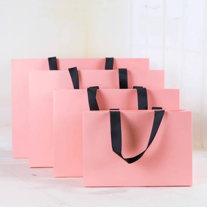 10pcs, Threaded Rope pink Gift Bag with free tissue