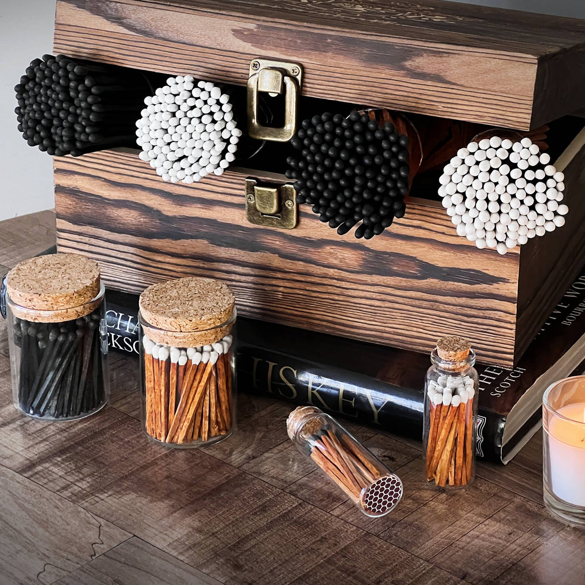 2&quot; Matches + Small Bottle - Color of Your Choice + Strikers