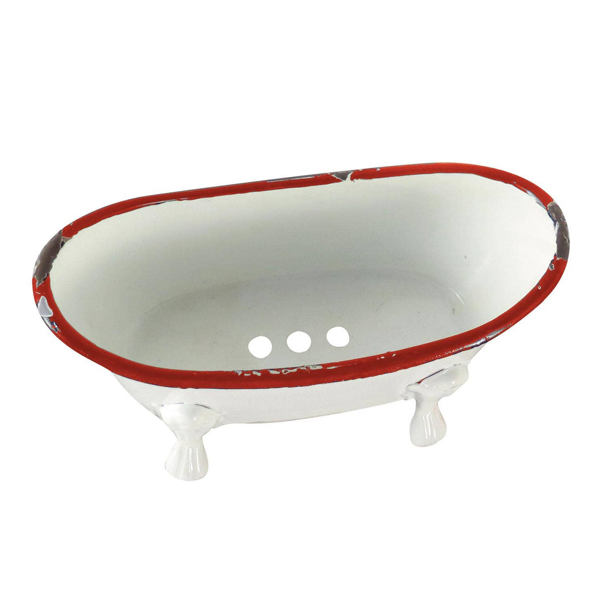 Mini Enamel Bathtub Soap Dish, Red Rim + Marseille Soap GIFT WRAPPED