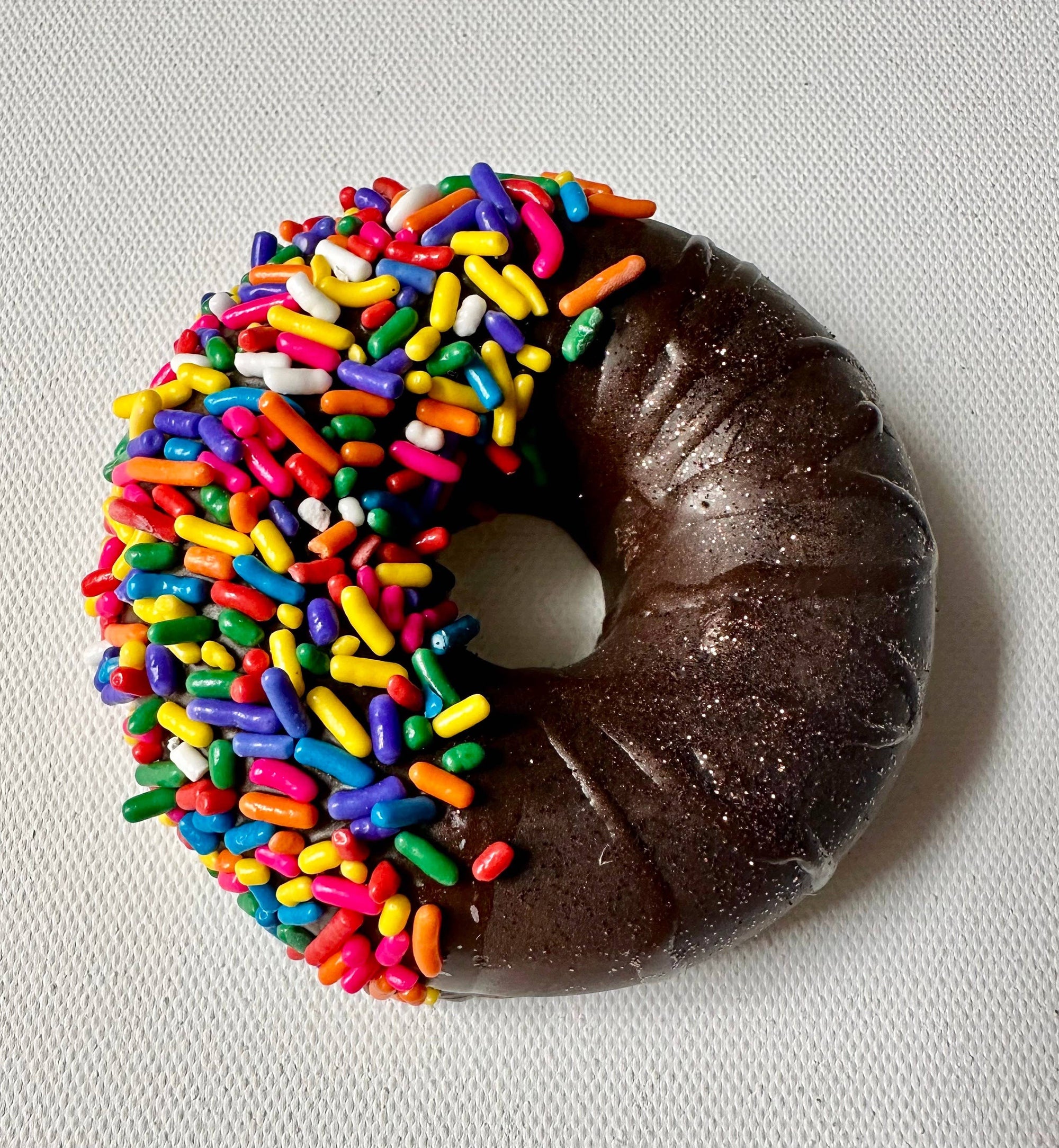Vanilla or Chocolate Sprinkled Soap Donut, Vegan, White, Coconut Oil