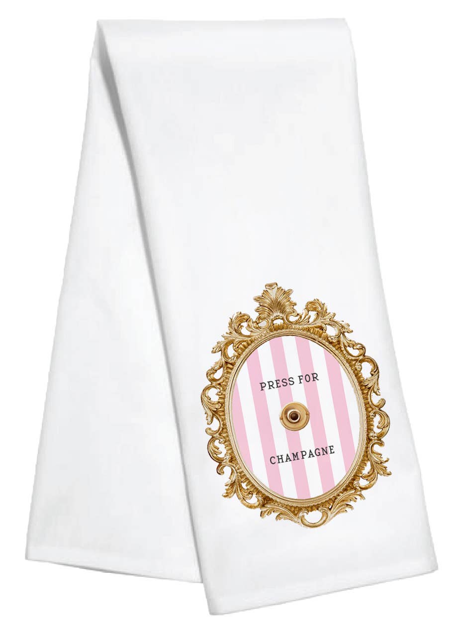 Press For Champagne Cabana Stripe Tea Towel