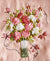 Pink Flower Bouquet Ribbon Linen Tote