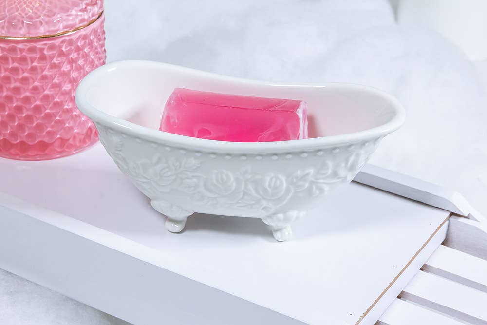 Bathtub Soap Dish with Peony Candle