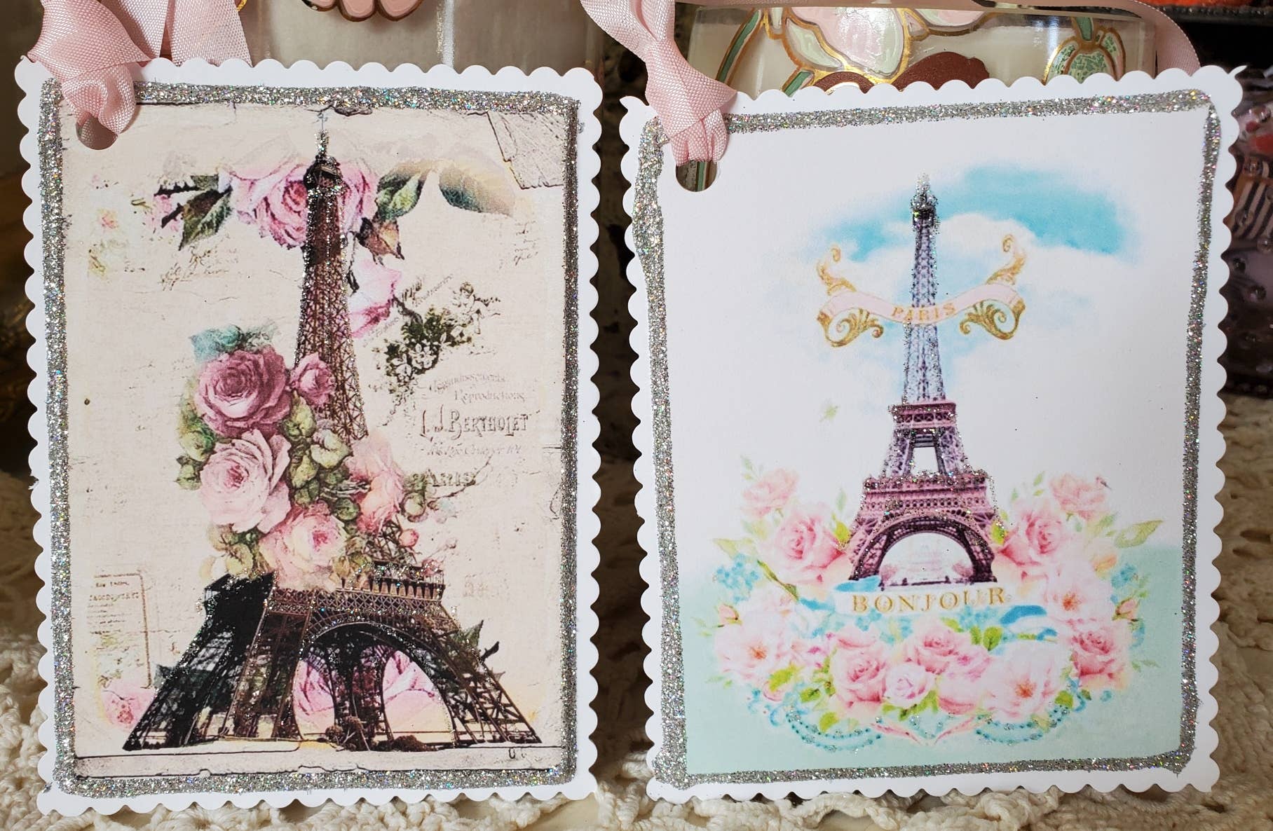 Gift Tag Eiffel Tower & Roses