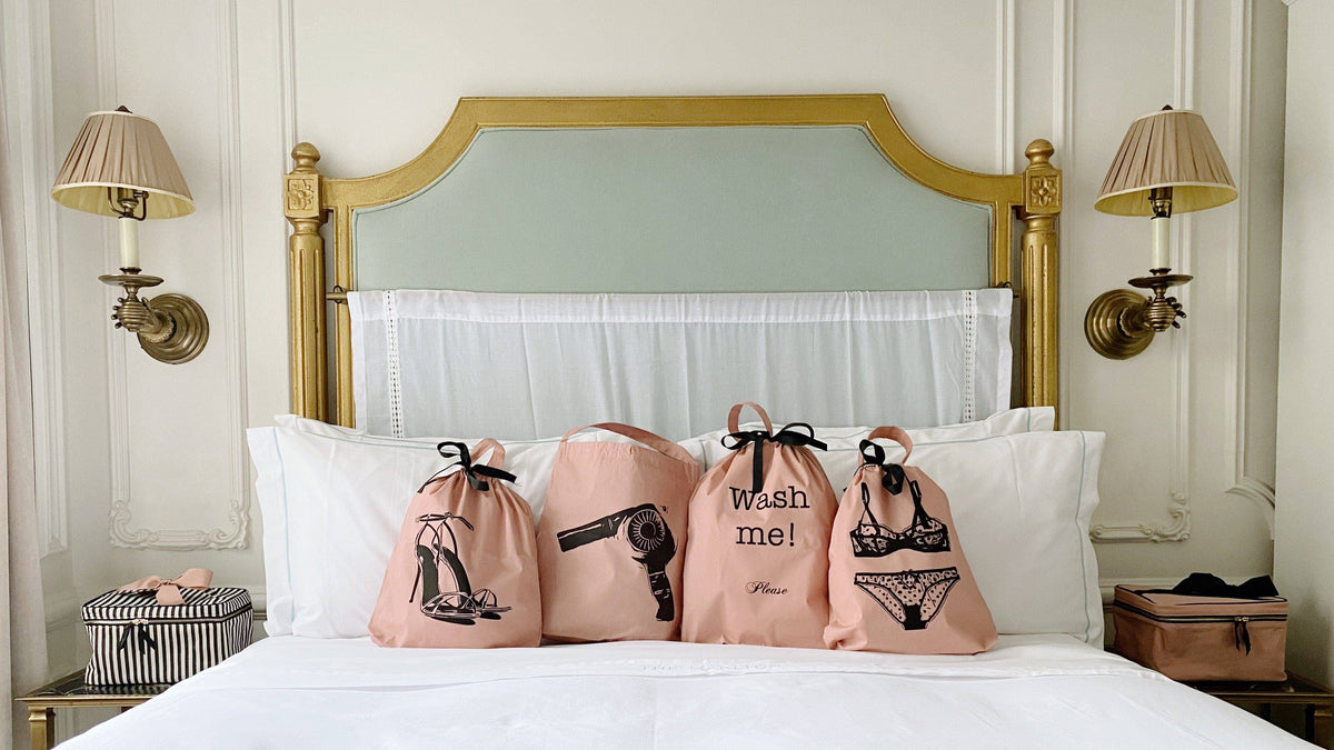 Polkadot Lingerie Travel Bag, Pink/Blush