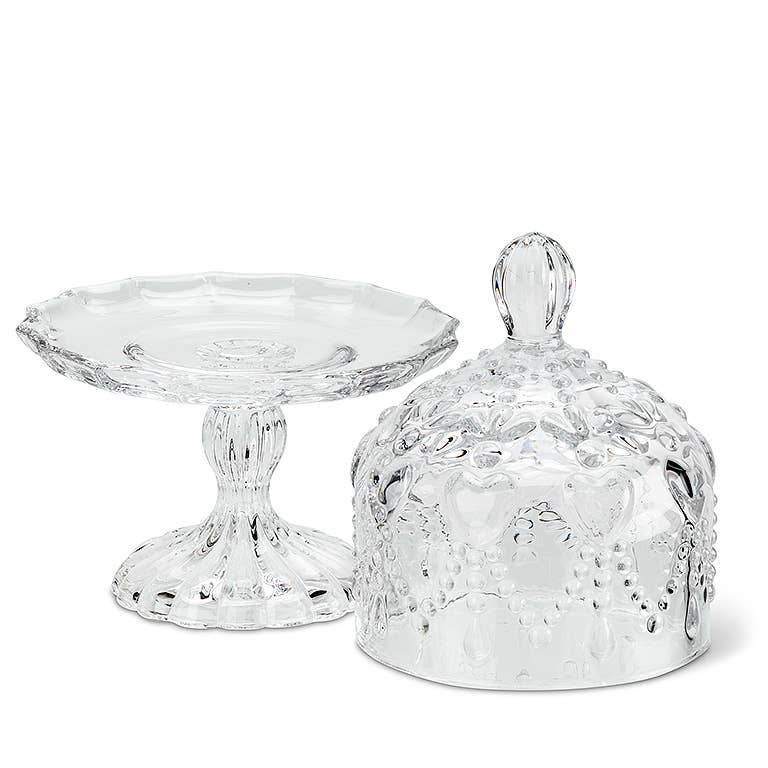 Petite Covered Pedestal Plate w/Hearts
