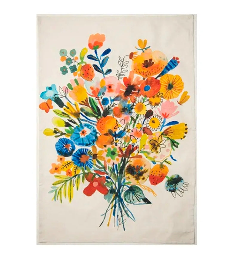 Watercolor Bouquet Tea Towel