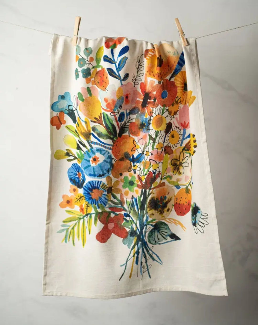 Watercolor Bouquet Tea Towel