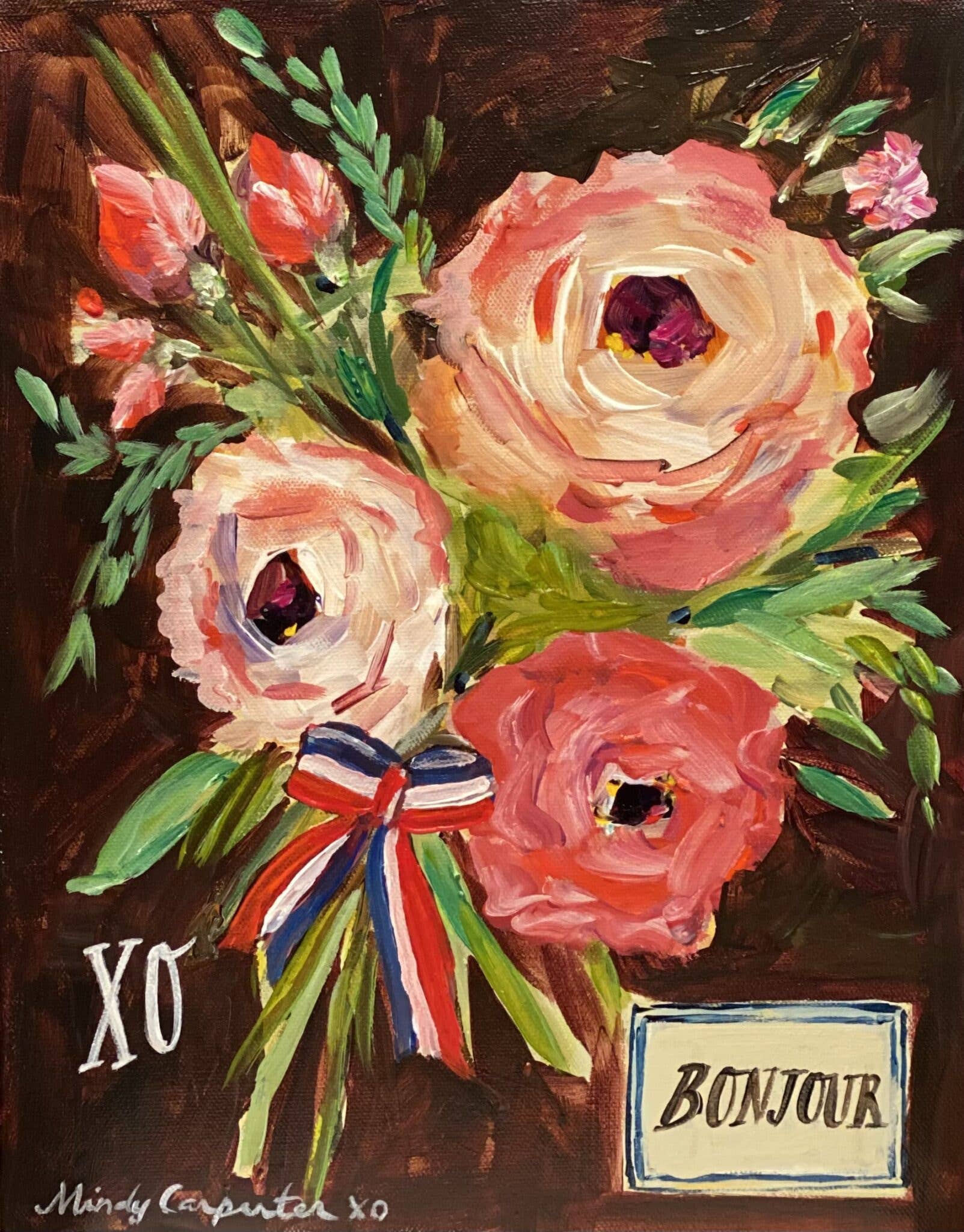 Bonjour Floral Postcard