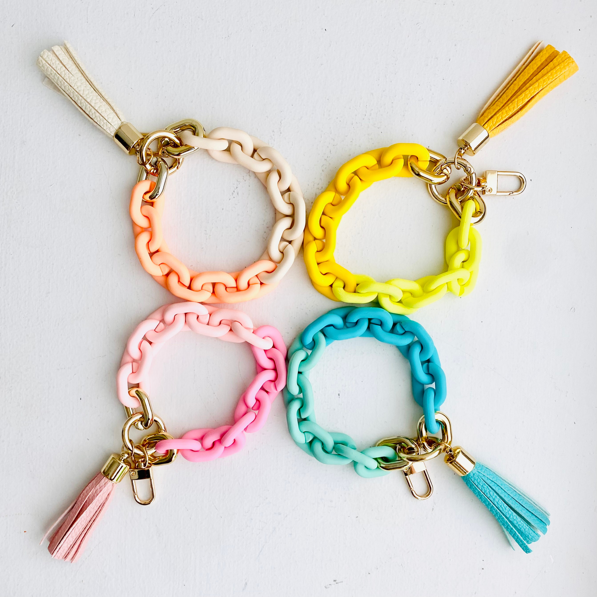 Chain Link Bangle Keychain | Boho Acrylic Wristlet Key Ring